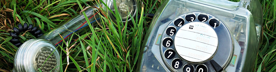 vintage phone laying the grass