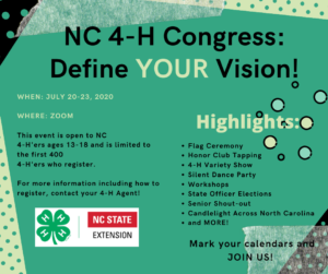 Cover photo for 2020 Virtual NC 4-H Congress