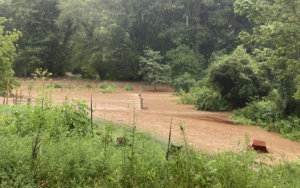 A flooded low lying field.