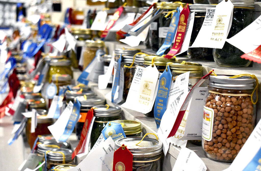 Canned Goods and Food Preservation Exhibit at 2024 NC Mountain State Fair. Photo by Adam Coulter. 