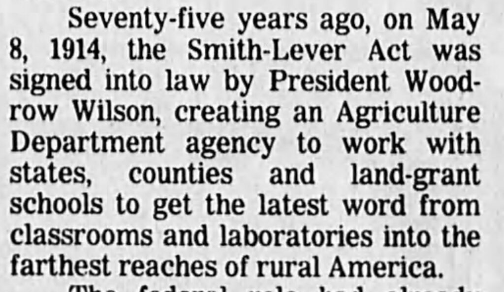 Newspaper article from Asheville Citizen newspaper about the Extension Service celebrating their 75th anniversary.