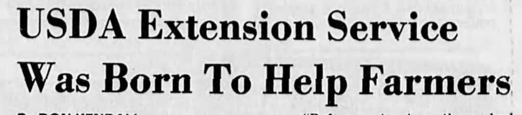 Newspaper headline from Asheville Citizen newspaper about the Extension Service celebrating their 75th anniversary.