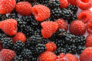 red raspberries and blackberries