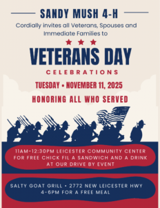 Cover photo for Sandy Mush 4-H Club Veterans Day Celebrations