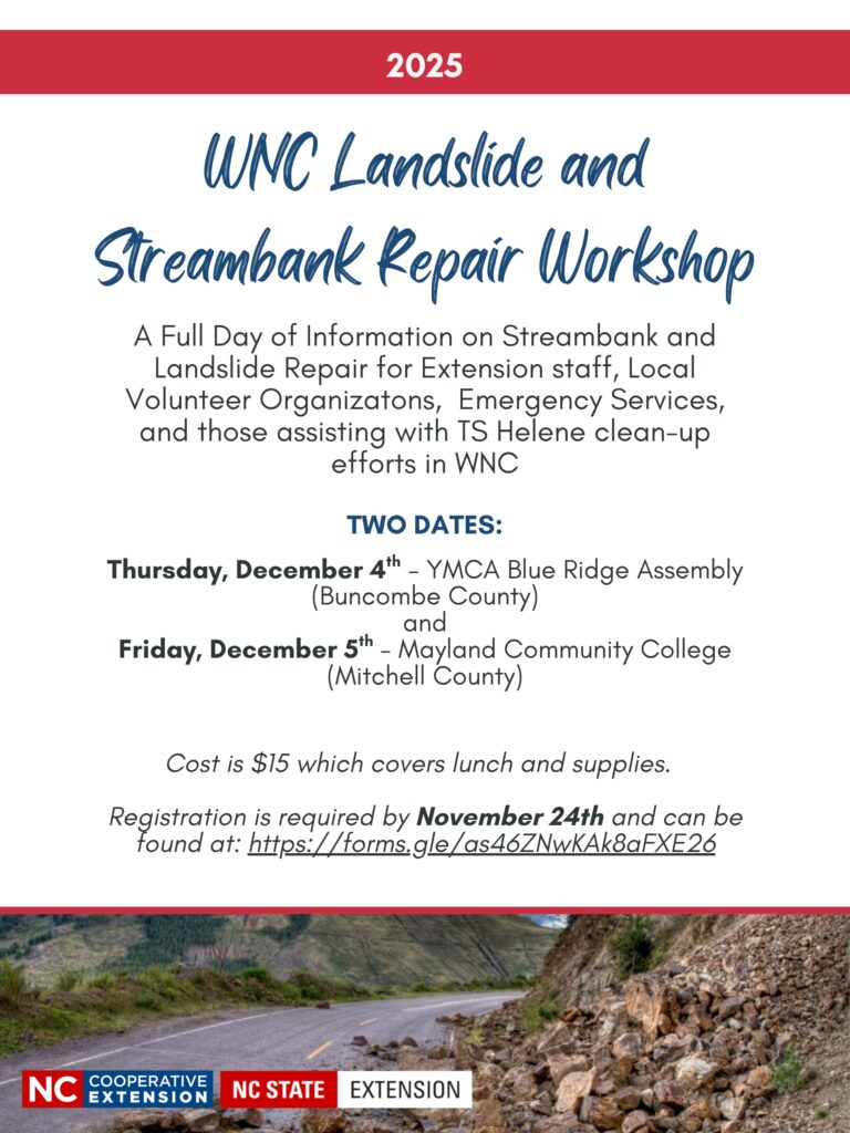 WNC Landslide and Streambank Repair Workshop Announcement